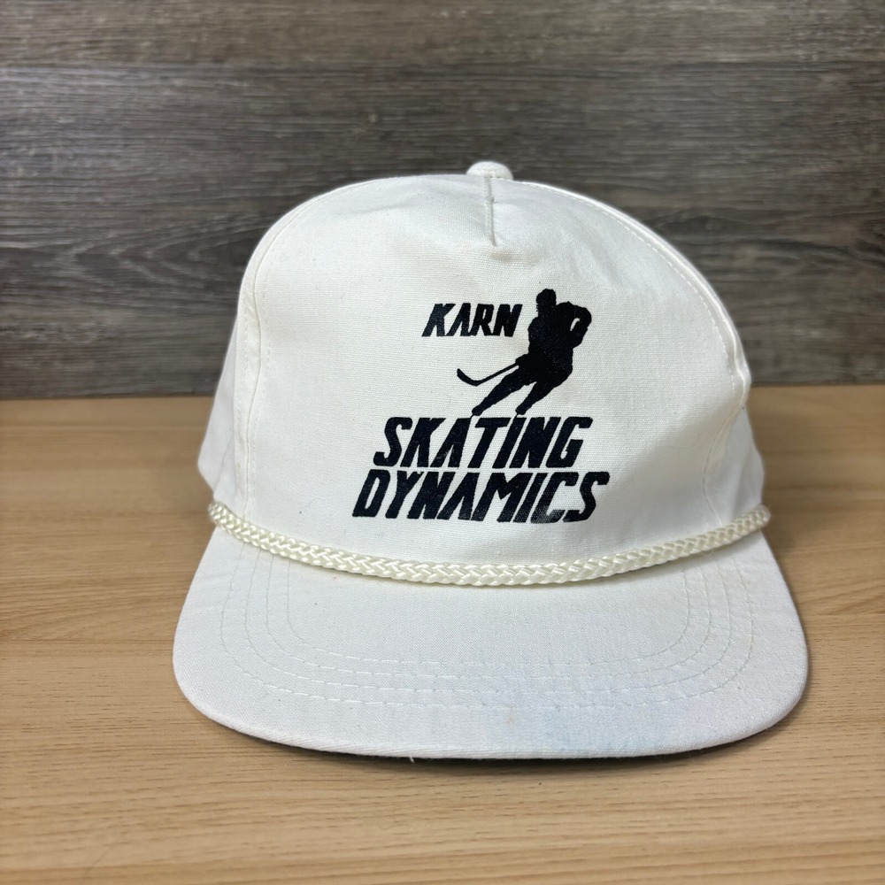 Vintage Karn Skating Dynamics Hat‎ Cap Snap Back White Hockey 90s Adjustable